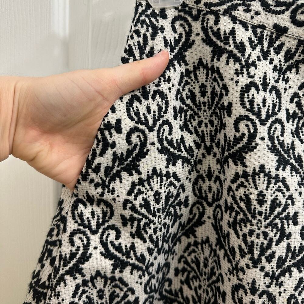 Gianni Bini Skirt French Damask Thick Jacquard Pockets XS 2 Woven A-line B&W - Picture 3 of 6